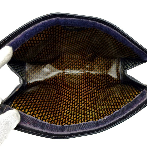 Vintage GUCCI Web Suede Leather Cosmetics Toiletry Bag Italy - Picture 6 of 8